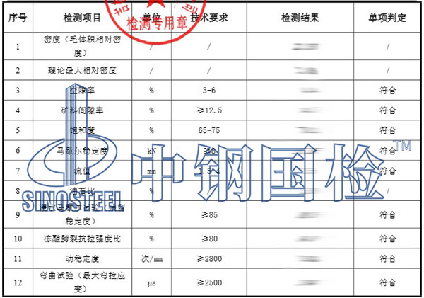檢測項目結果